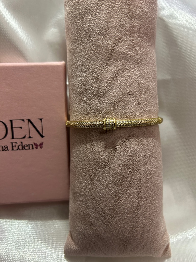 Mesh Bangle Bracelet With Sparkling Pav Clasp By Adina Eden New 22$